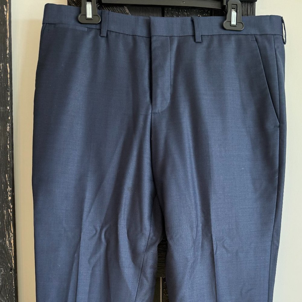 Express Men's Dress Pants, Style: Photographer, fitted, Size: 33x30, Blue